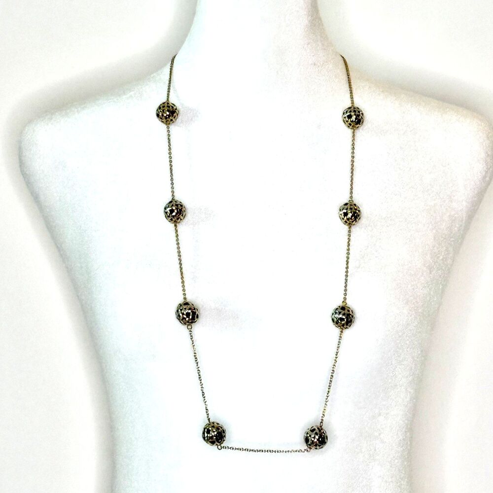 KATE SPADE New York Keswick Station Necklace Gold Plated Wrapped Black Spheres